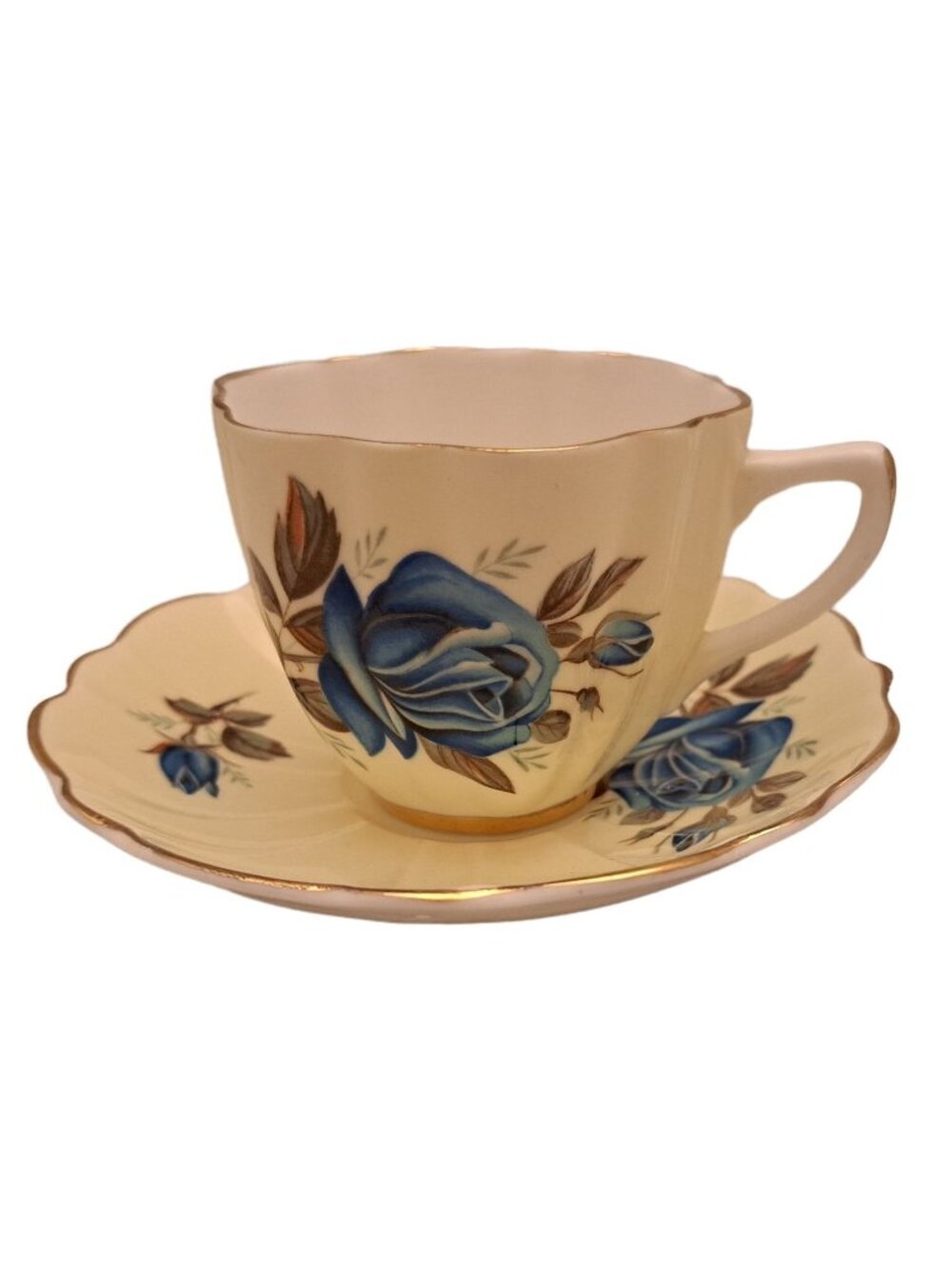 Crownford Blue Rose Teacup and Saucer